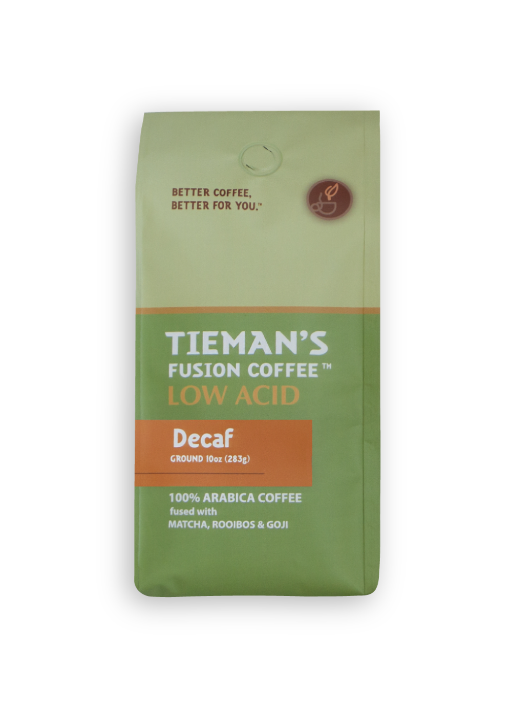 Tieman's Fusion Ground Coffee, Semi-Dark Decaf, 10oz, Pack of 6