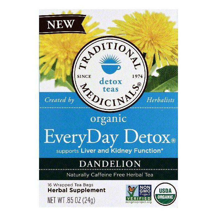 Traditional Medicinals Wrapped Tea Bags Dandelion EveryDay Detox Detox Teas, 16 ea (Pack of 6)